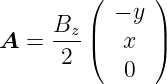         (      )
           − y
A =  Bz-|(   x  |)
      2     0

