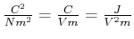 $ \frac{C^2}{N m^2} = \frac{C}{Vm}=\frac{J}{V^2 m}$