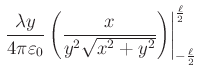 $\displaystyle dE_{y}\left( y\right) =\frac{1}{4\pi\varepsilon_{0}}\frac{\lambda dx}{\left( x^{2}+y^{2}\right)
^{\frac{3}{2}}}y$