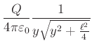 $\displaystyle \frac{\lambda\ell}{4\pi
\varepsilon_0y}\frac{1}{\sqrt{y^{2}+\frac{\ell^{2}}{4}}}$