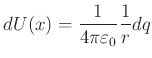 $\displaystyle dU(x) = \frac{1}{4\pi\varepsilon_0} \frac{1}{r} dq$
