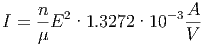      n- 2            −3A-
I =  μE  ·1.3272 ·10   V
