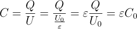      Q-   Q--    Q--
C =  U =  U0 =  𝜀U  =  𝜀C0
           𝜀      0
