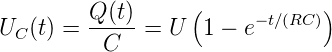          Q(t)     (     − t∕(RC))
UC (t) =  -C---= U  1 − e
