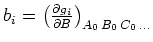 $b_i = \left(\frac{\partial g_i}{\partial
B}\right)_{A_0, B_0, C_0, \ldots}$