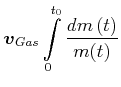 $\displaystyle \vec{v}_{Gas}\int\limits_{0}^{t_{0}}\frac{dm\left( t\right) }{m(t)} \notag$