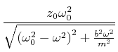 $\displaystyle = \frac{d}{d\omega}\frac{z_0 }{\sqrt{\left(1-\omega^2/\omega_0^2\right)^2+\frac{\omega^2}{\omega_0^2 Q^2}}}$