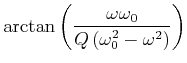 $\displaystyle \arctan\left(\frac{\omega\omega_0}{Q\left(\omega_0^2-\omega^2\right)}\right)$
