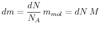 $\displaystyle dm = \frac{dN}{N_A} m_{mol}= dN  M$