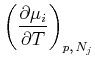 $\displaystyle \left(\frac{\partial \mu_i}{\partial T}\right)_{p\text{,} N_j}$