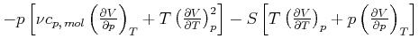 $ -p\left[ \nu c_{p\text{,} mol}\left( \frac{\partial V}{\partial p}\right)
_{T...
...artial T}\right) _{p}+p\left( \frac{\partial
V}{\partial p}\right) _{T}\right] $