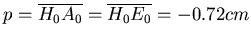 $p = \overline{H_0 A_0} = \overline{H_0 E_0} = -0.72 cm$