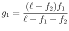 $\displaystyle g_1 = \frac {(\ell-f_2)f_1}{\ell-f_1-f_2}$
