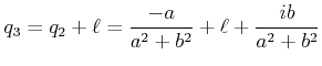 $\displaystyle q_3 = q_2 +\ell = \frac{-a}{a^2+b^2}+\ell + \frac{ib}{a^2+b^2}$