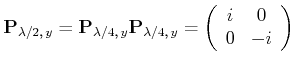 $ \mathbf{P}_{\lambda/2\text{,} y} =\mathbf{P}_{\lambda/4\text{,} y}\mathbf{P}...
...a/4\text{,} y} = \left(
\begin{array}{cc}
i & 0 \\
0 & -i
\end{array}\right)$