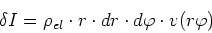 \begin{displaymath}
\delta I = \rho_{el}\cdot r\cdot dr\cdot d\varphi \cdot v(r,\varphi)
\end{displaymath}