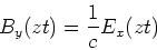 \begin{displaymath}
B_y(z,t) = \frac{1}{c}E_x(z,t)
\end{displaymath}