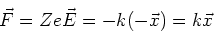 \begin{displaymath}
\vec{F}=Ze\vec{E}=-k(-\vec{x}) = k\vec x
\end{displaymath}