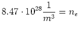 $\displaystyle 8.47\cdot10^{28}\frac{1}{m^{3}}=n_{e}$