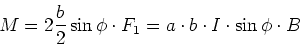 \begin{displaymath}
M = 2 \frac{b}{2} \sin\phi \cdot F_1 = a\cdot b\cdot I \cdot \sin\phi \cdot B
\end{displaymath}