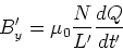 \begin{displaymath}
B_y' = \mu_0\frac{N}{L'}\frac{dQ}{dt'}
\end{displaymath}