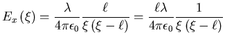 $\displaystyle E_{x}\left( \xi\right)
=\frac{\lambda}{4\pi\epsilon_0}\frac{\ell...
...ight)
}=\frac{\ell\lambda}{4\pi\epsilon_0}\frac{1}{\xi\left( \xi-\ell\right) }$