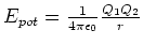 $E_{pot}=\frac{1}{4\pi \epsilon _{0}}\frac{Q_{1}Q_{2}}{r}$