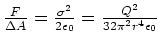 $\frac{F}{\Delta A}=\frac{\sigma ^{2}}{2\epsilon _{0}}=\frac{Q^{2}}{%%
32\pi ^{2}r^{4}\epsilon _{0}}$