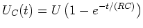 $U_C(t) = U\left(1-e^{-t/(RC)}\right)$