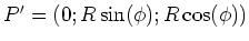 $P' = (0;R\sin(\phi);R\cos(\phi))$