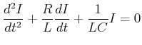 $\displaystyle \frac{d^2I}{dt^2}+\frac{R}{L}\frac{dI}{dt}+\frac{1}{LC}I = 0$
