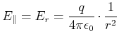$\displaystyle E_\Vert = E_r = \frac{q}{4\pi\epsilon_0}\cdot\frac{1}{r^2}$