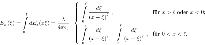 \begin{displaymath}
E_{x}\left( \xi\right) =\int\limits_0^\ell dE_{x}(x,\xi)=\fr...
...}$ ,} & \hbox{f\uml {u}r $0<x<\ell$.} \\
\end{array}\right. \end{displaymath}