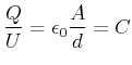 $\displaystyle \frac{Q}{U}=\epsilon _{0}\frac{A}{d}=C$