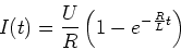 \begin{displaymath}I(t) = \frac{U}{R}\left(1-e^{-\frac{R}{L}t}\right)\end{displaymath}