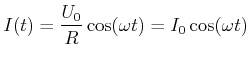$\displaystyle I(t) = \frac{U_0}{R}\cos(\omega t)=I_0\cos(\omega t)$