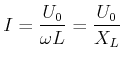 $\displaystyle I = \frac{U_0}{\omega L} = \frac{U_0}{X_L}$