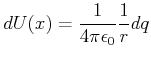 $\displaystyle dU(x) = \frac{1}{4\pi\epsilon_0} \frac{1}{r} dq$
