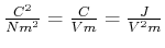 $ \frac{C^2}{N m^2} = \frac{C}{Vm}=\frac{J}{V^2 m}$