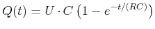 $\displaystyle Q(t) =U\cdot C\left(1- e^{-t/(RC)}\right)$