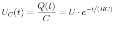 $\displaystyle U_C(t) = \frac{Q(t)}{C} = U\cdot e^{-t/(RC)}$
