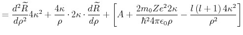 $\displaystyle =\frac{d}{d\rho}\left( e^{\frac {-\rho}{2}}\left( -\frac{ v }{2}+\frac{d v }{d\rho}\right) \right)$