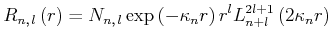 $ {R}_{3\text{,} 2}(r) = \frac{4}{3\sqrt{10}}\kappa_3^{3/2}  \kappa_3^2 r^2 e^{- \kappa_3 r}
= \frac{4}{9\sqrt{30}a_0^{3/2}}\frac{r^2}{9a_0^2} e^{-r/(3a_0)}$