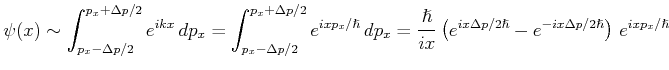 $\displaystyle \psi(x,t = 0) = \frac{\sqrt{a}}{(2\pi)^{3/4}} \int_{-\infty}^{\infty} e^{- a^{2}(k - k_{0})^{2}/4} e^{i k x}  dk$