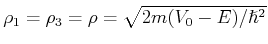 $ k_{0} = \sqrt{ k^{2} +
\rho^{2}} = \sqrt{2 m V_{0}/\hslash^{2}}$
