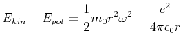 $\displaystyle -\frac{e^{2}}{8\pi\epsilon_{0}}\frac{\left( 4\pi\epsilon
_{0}m_{0}\right)^{\frac{1}{3}}\omega^{\frac{2}{3}}}{e^{\frac{2}{3}}}$