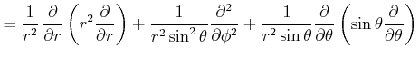 $\displaystyle -\frac{\hbar^2}{2m_0}\Delta = -\frac{\hbar^2}{2m_0} \frac{1}{r^2...
...al r}\left(r^2\frac{\partial}{\partial r}\right)+\frac{1}{2m_0 r^2}\hat{\ell}^2$