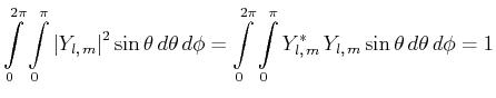 $\displaystyle =\sqrt{\frac{3}{4\pi}}\cos\theta=\sqrt{\frac{3}{4\pi}}\cdot\frac {z}{r}$