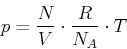 \begin{displaymath}p = \frac{N}{V}\cdot \frac{R}{N_A}\cdot T\end{displaymath}