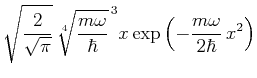 $\displaystyle \sqrt{\frac{2}{\sqrt{\pi}}}\,
{\sqrt[4]{\frac{m\omega}{\hbar}}}^{\,3} x
\exp\left(-\frac{m\omega}{2\hbar}\, x^2\right)$